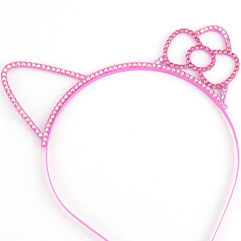 Chanaco Cat Ears Headbands Kitty Party Favors Birthday Decorations Metal Rhinestones Pink Gabby Hair Accessories Pink Bow Cat Headpieces Cute Gifts - Image 3